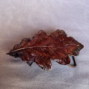 Oak Leaf Belt Buckle by Bergamot Brass Works, Vintage 1974